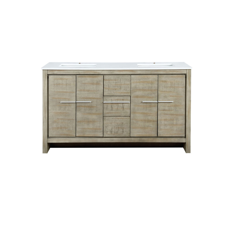Meuble-lavabo double avec plateau en marbre de culture
