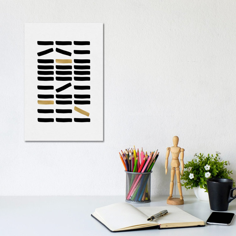 Black & Gold Abstract 1 Piece Wrapped Canvas Wall Art, 30.48cm H x 20.32cm W x 1.91cm D