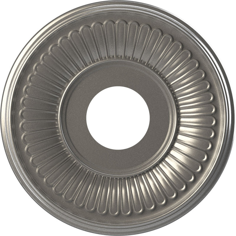 Médaillon de plafond Berkshire en PVC thermoformé, Gris anthracite métallique, H 13 po x l 13 po x P 0,75 po
