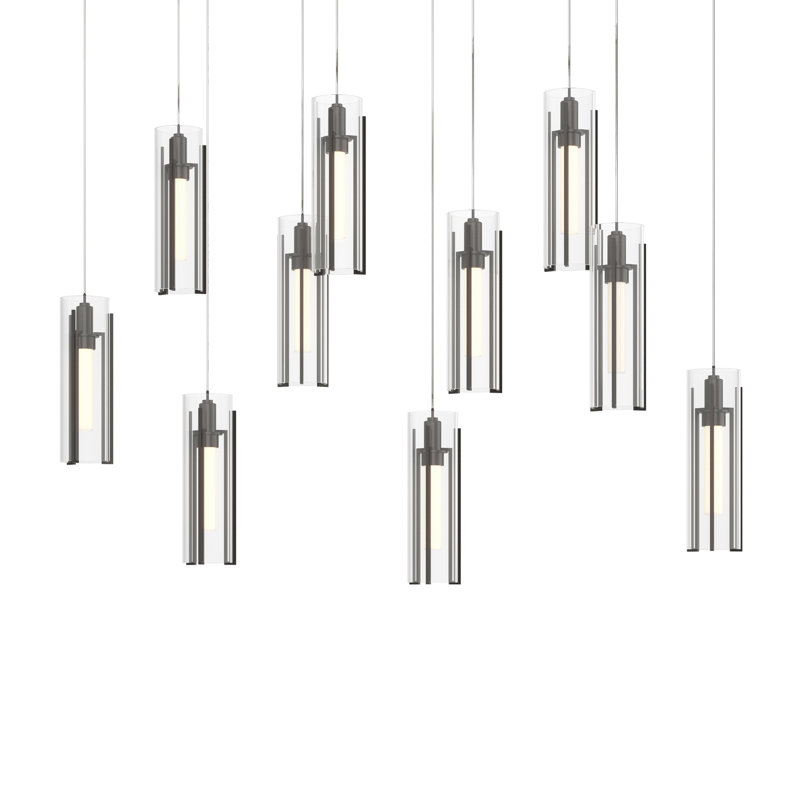 Exos 10 - Light Cylinder Pendant, Clear Glass, Oil Rubbed Bronze, Long: 13" to 130"