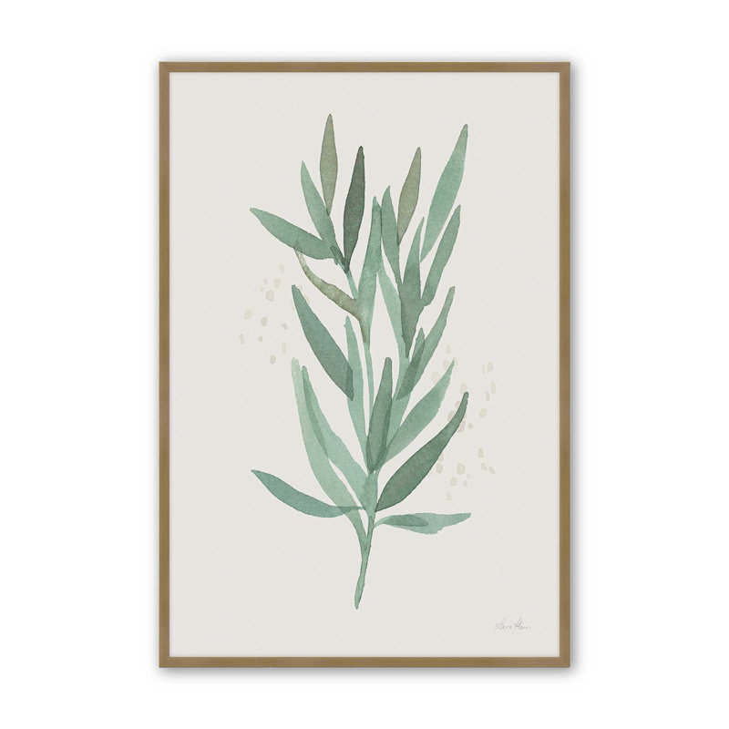 Imprimé «Green Leaf Impressions II», Cadre d'angle ouvert brossé doré, H 15,25 po x l 12,25 po