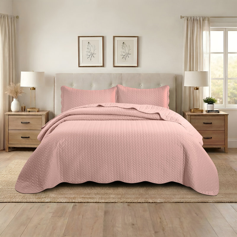 Ensemble de couvre-lit matelassé embossé - Couvre-lit en microfibre ultra doux avec taies décoratives, literie de style hôtel pour tous les lits