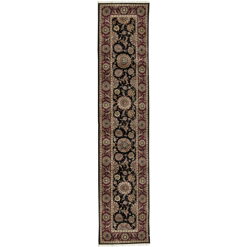 Manchuria Wool Oriental Area Rug in Black/Wine