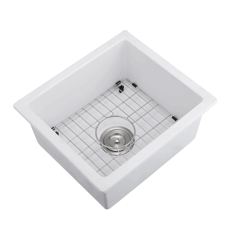 Quartz 13.77" Undermount Bar Sink With Basket Strainer