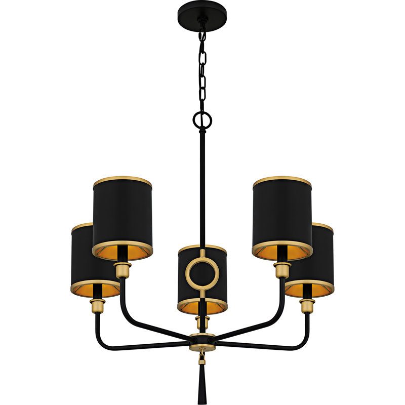 Lockery Matte Black Chandelier, 5 Lights, 29.25" H x 26.5" W x 26.5" D
