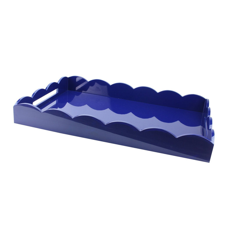 Plateau de repose-pieds laqué festonné, H 26 po x l 17 po x P 3,25 po, Bleu marine