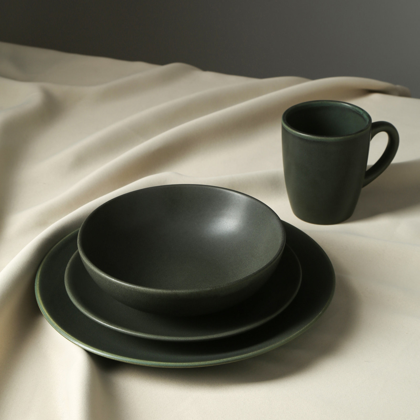 Stoneware Dinnerware Set, Green