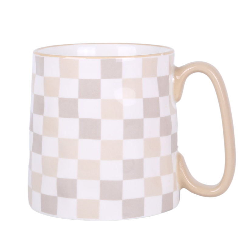 Bella Neutral Check Coffee Mug