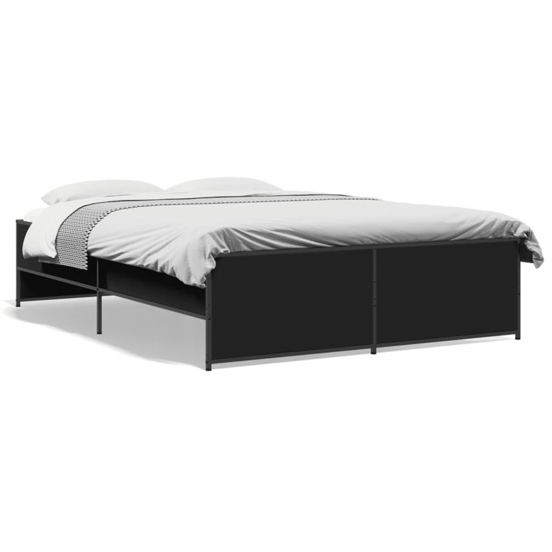 Vidaxl Bed Frame Engineered Wood And Metal, Black, 120 x 200cm