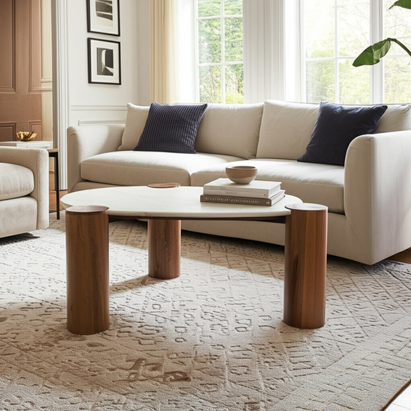 Sagebrook Home 42X18" Curved Coffee Table, White/Natural