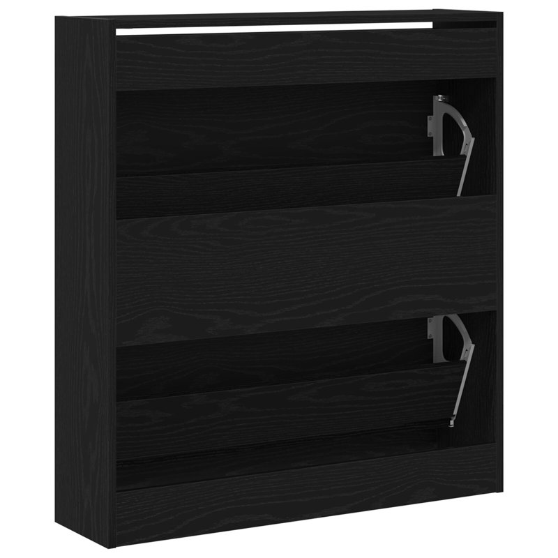 4 Pair Shoe Storage Cabinet, Black Oak