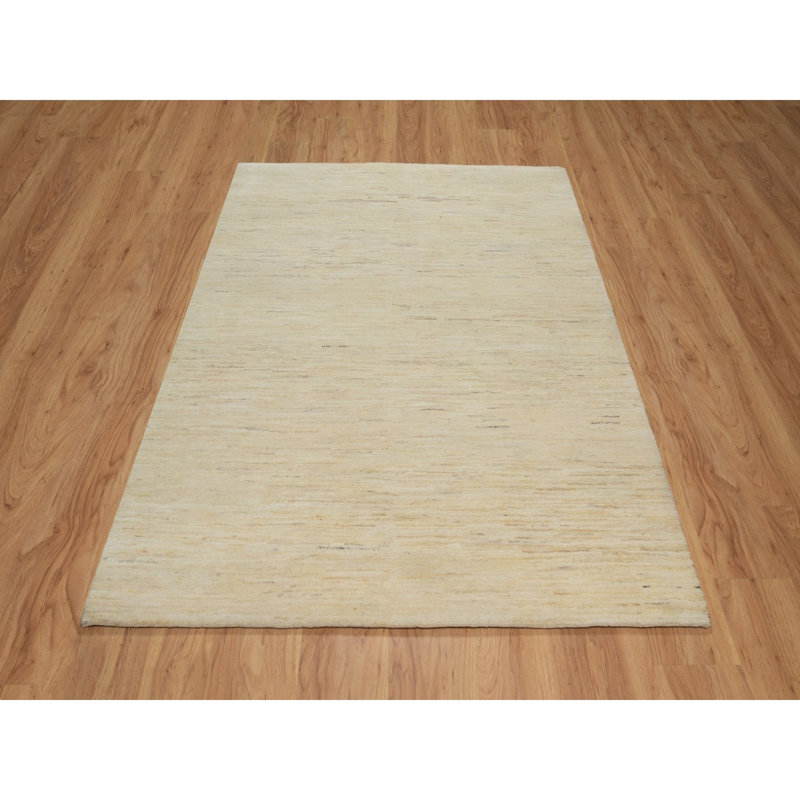 Tapis oriental blanc en laine noué à la main 4 pi 9 po x 6 pi 4 po B0CAE86139F3428285DC9C2FB84390A9