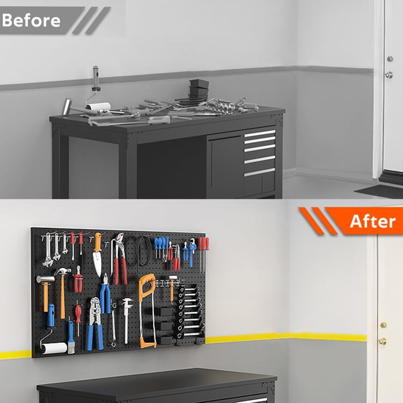 4 panneaux muraux perforés en métal, planches pour le rangement des outils de garage