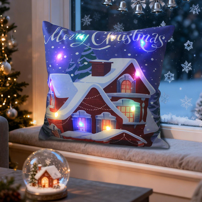 Christmas LED Pillows Holiday Gifts LED Pillows That Can Flash Or Stay On Two Mode Switching  Printed Sofa Pillows Cushions Pillowcases