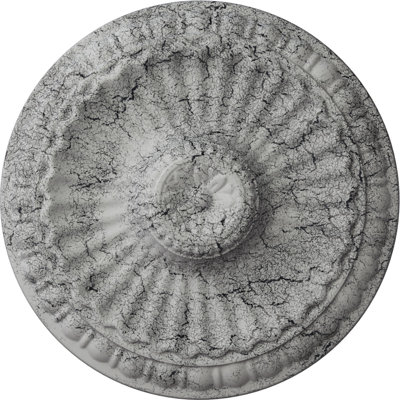 Endurathane Linus Ceiling Medallion, 11 1/4"OD x 1 1/8"P, Hand-Painted Ultra Pure White Crackle Finish