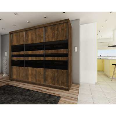 Alphon 3 Door Solid + Manufactured Wood Wardrobe