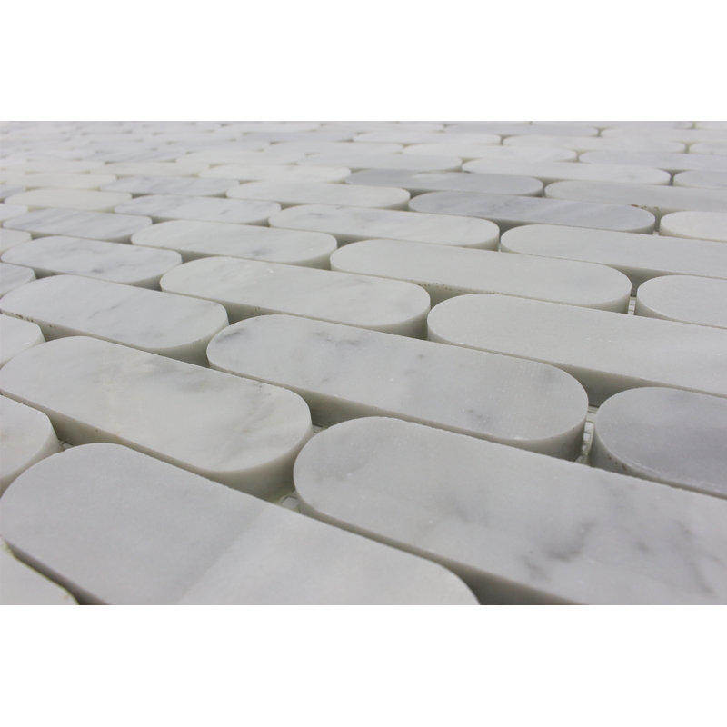 Eclipse 1.25" x 4" Marble Mosaic Subway Tile, White