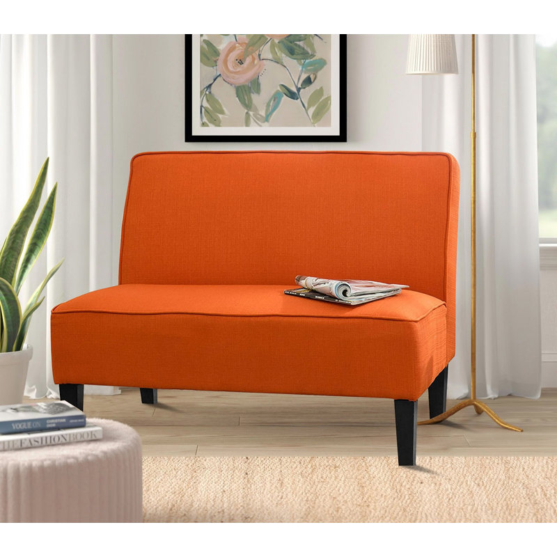 Baskas Upholstered 44.5 " Linen Loveseat, Orange Linen