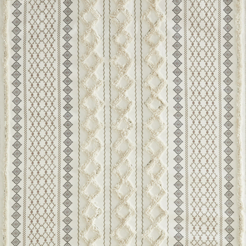 Rideau de douche en coton avec chenille, Ivoire ivoire