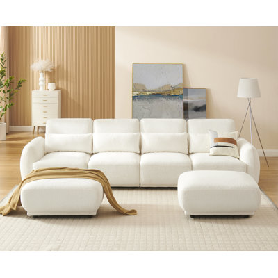 Canapé modulaire modulaire, canapé convertible en U confortable avec 2 repose-pieds