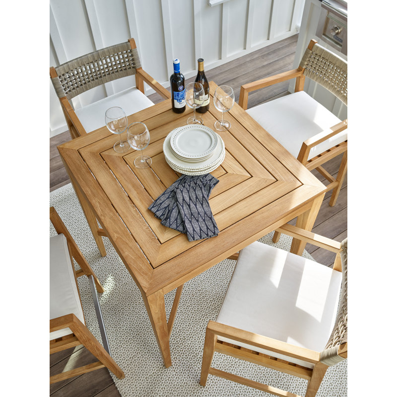 Chesapeake Outdoor Square Teak Bar Table