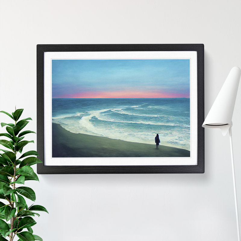 XH1022-6466X On The Beach - Single Picture Frame Print, 46cm H x 64cm W x 2cm D, Black