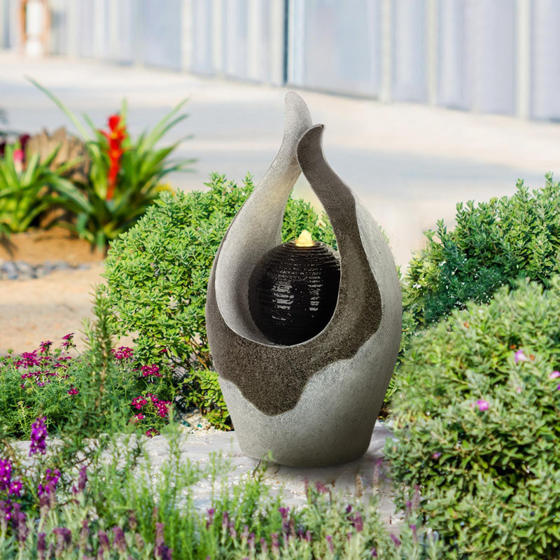 Outdoor Sculptural Fountain with Lights