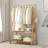 Anjola Bamboo Folding Open Wardrobe Garment Rail With Storage Shelf