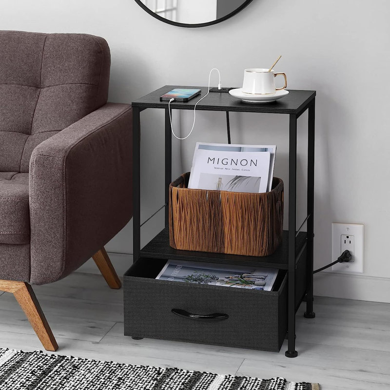 Ensemble de tables de bout avec rangement Tochi, Noir