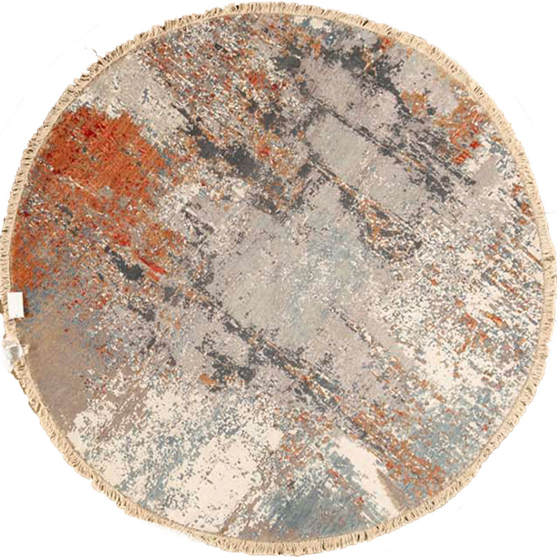 Tapis rond multicolore et multicolore de haute qualité noué à la main