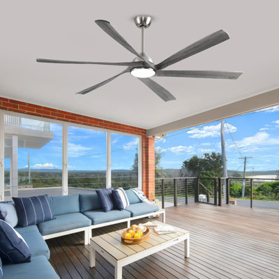 6 Blade Solid Wood Smart Ceiling Fan With Quiet Reversible Dc Motor, Dimmable Led Light, Remote & App Control