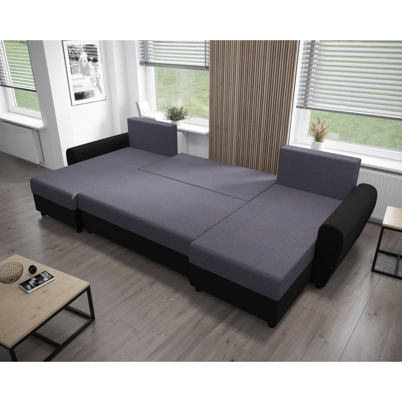 Shylea 3 Seater Corner Sofa , Dark gray/Black - Sawana96/Sawana14