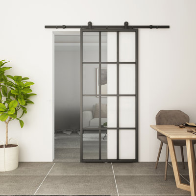 Porte de grange en verre transparent sans trousse de quincaillerie d'installation