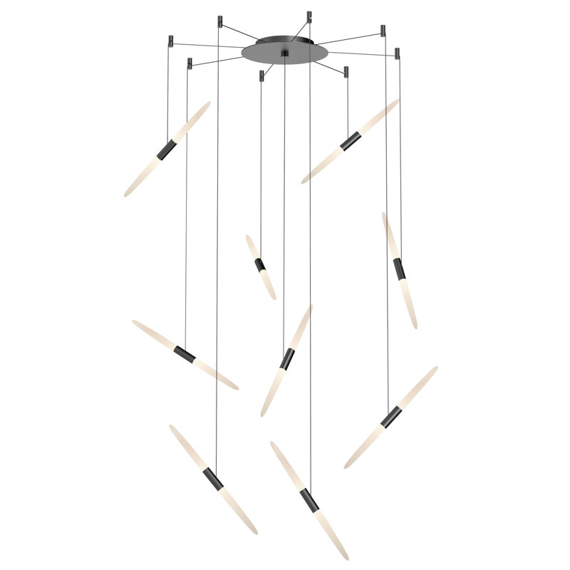 Ballet 9 - Light LED Chandelier, Satin Black