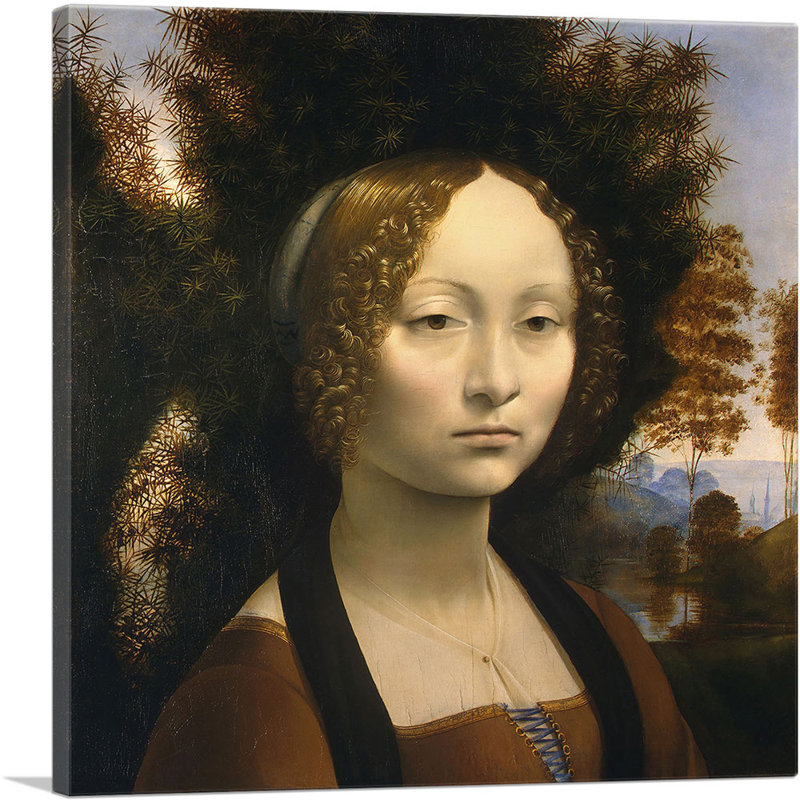 Ginevra De Benci 1478 - Reproduction, H 12 po x l 12 po x P 1,5 po