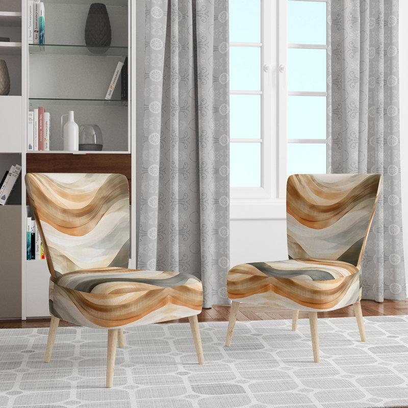 Chaise d'appoint abstraite rembourrée - Chaise d'appoint Minimalist Earth Line Motion III, Chaise d'appoint sans accoudoirs