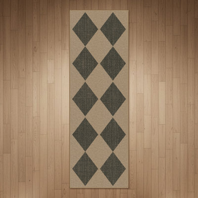 Tapis de couloir à carreaux 2 x 6 po, tapis à carreaux tissé antidérapant lavable à la machine, tapis de couloir de style campagne moderne à poils courts et sans perte de poids pour cuisine, buanderie et couloir