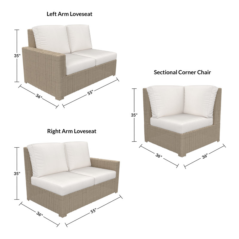 Padget Outdoor Patio Sectional Seating Group With Sunbrella Cushions, White 