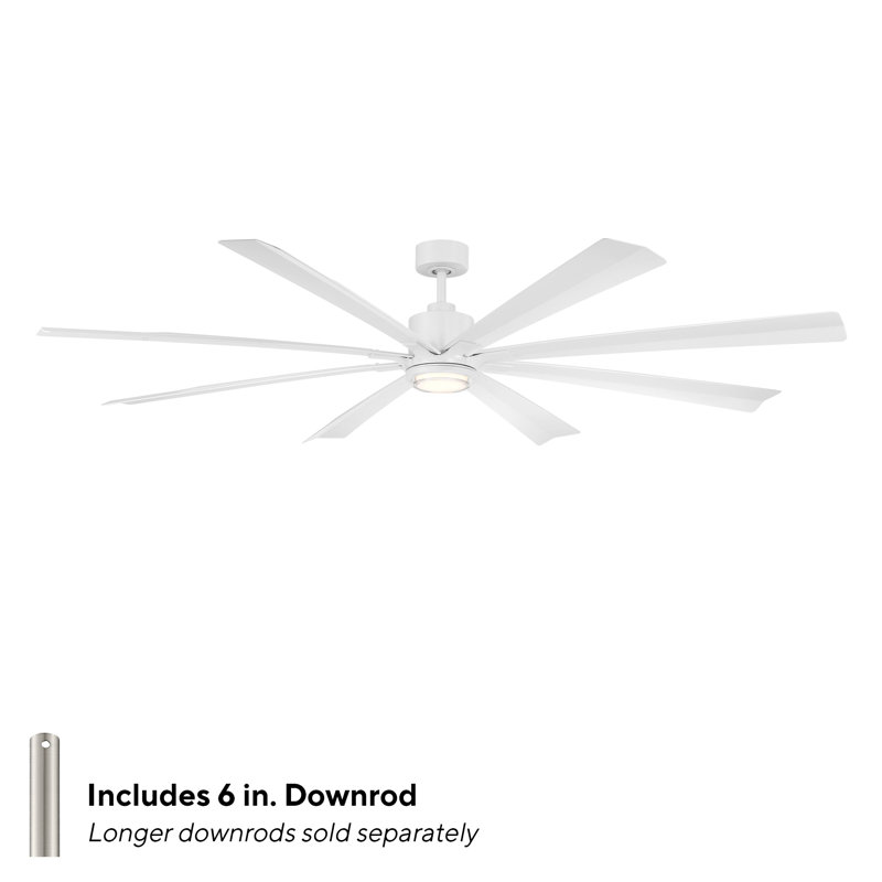 Size Matters 8-Blade Smart Ceiling Fan, Yes, Matte White, 65"