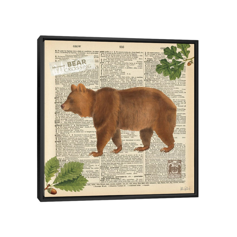 Ii, impression sur toile tendue Lodge Collage, H 18 po x l 18 po x P 1,5 po, Toile avec cadre noir, Pas de tapis