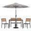 Table carrée en acier avec 4 chaises empilables en teck Agit-1908681003-1908681004