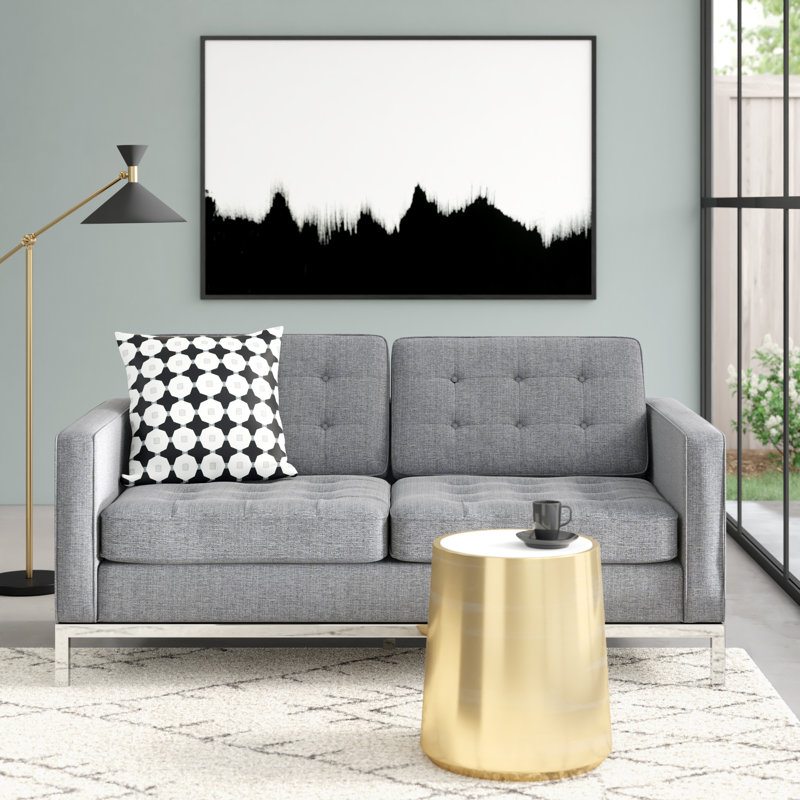 Loft Upholstered Fabric Loveseat, Gray Performance Velvet