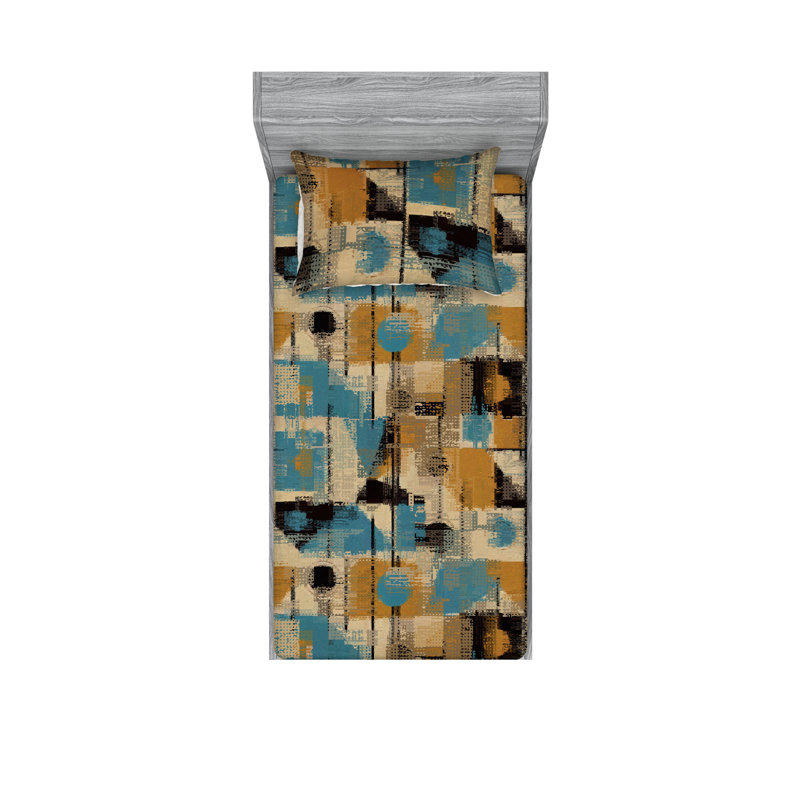 Drap-housse Ambesonne, Ensemble de draps pour lit simple avec 1 taie d'or
