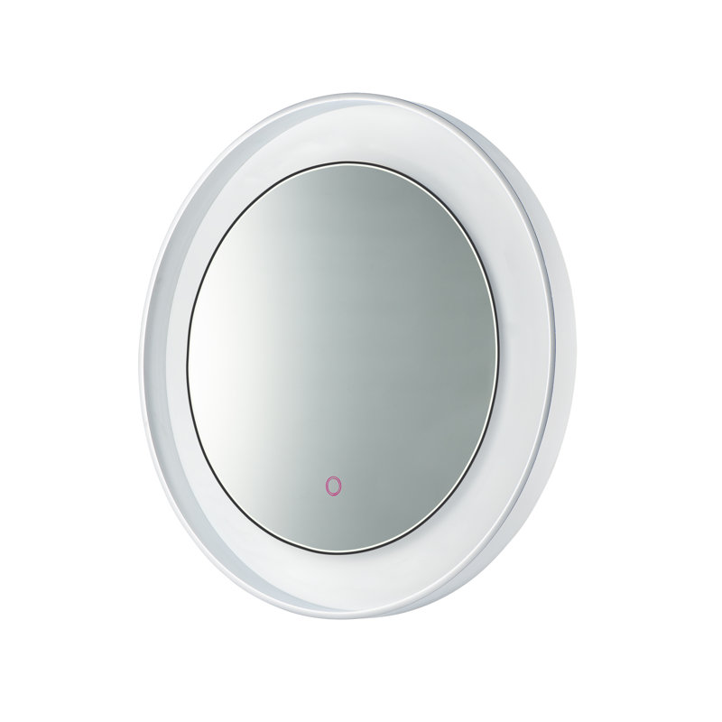 Miroir d’appoint éclairé Roemer, H 23,5 po x l 23,5 po, Feuille d'or / noir