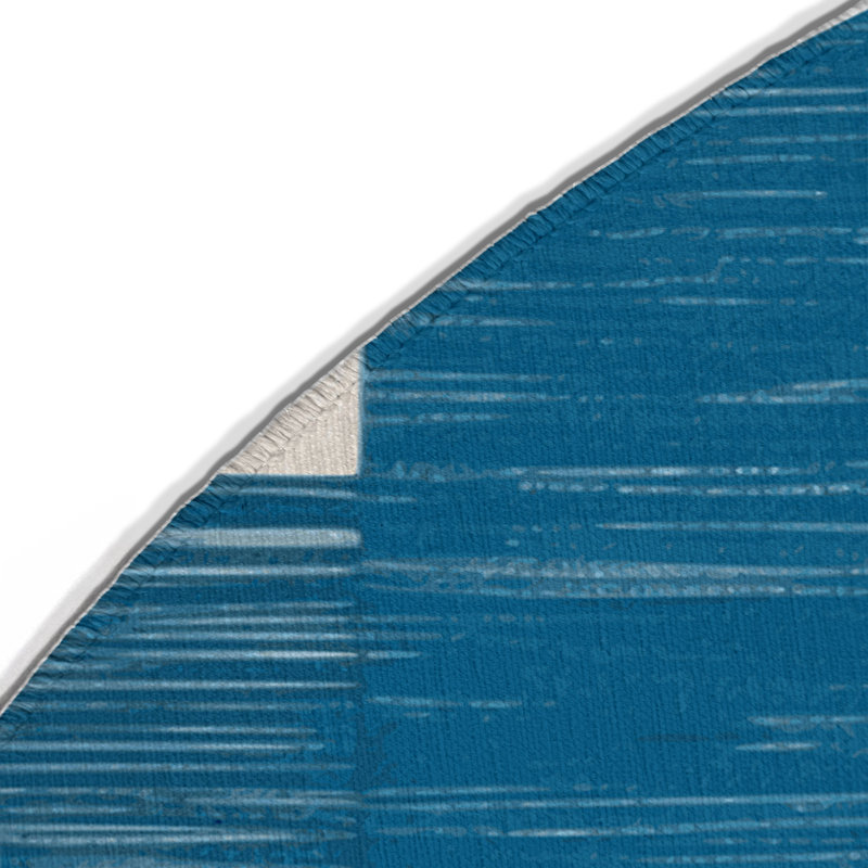 Tapis d'intérieur et d'extérieur à carreaux bleu, Rond 5 pi
