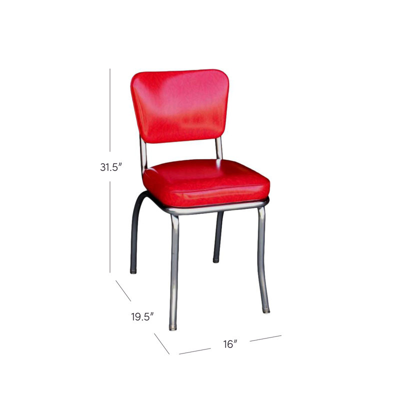 Chaise de salle à manger rembourrée rétro, Rouge glace fissurée