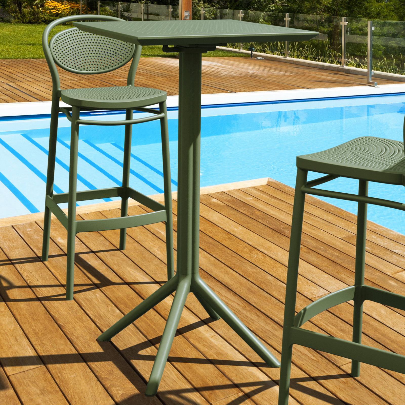 Farrah 24" Patio Bar Table, Olive Green