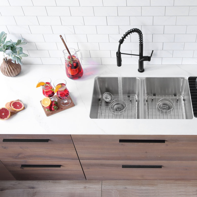 Stylish 29" Stainless Steel Double Bowl Drop-In Kitchen Sink