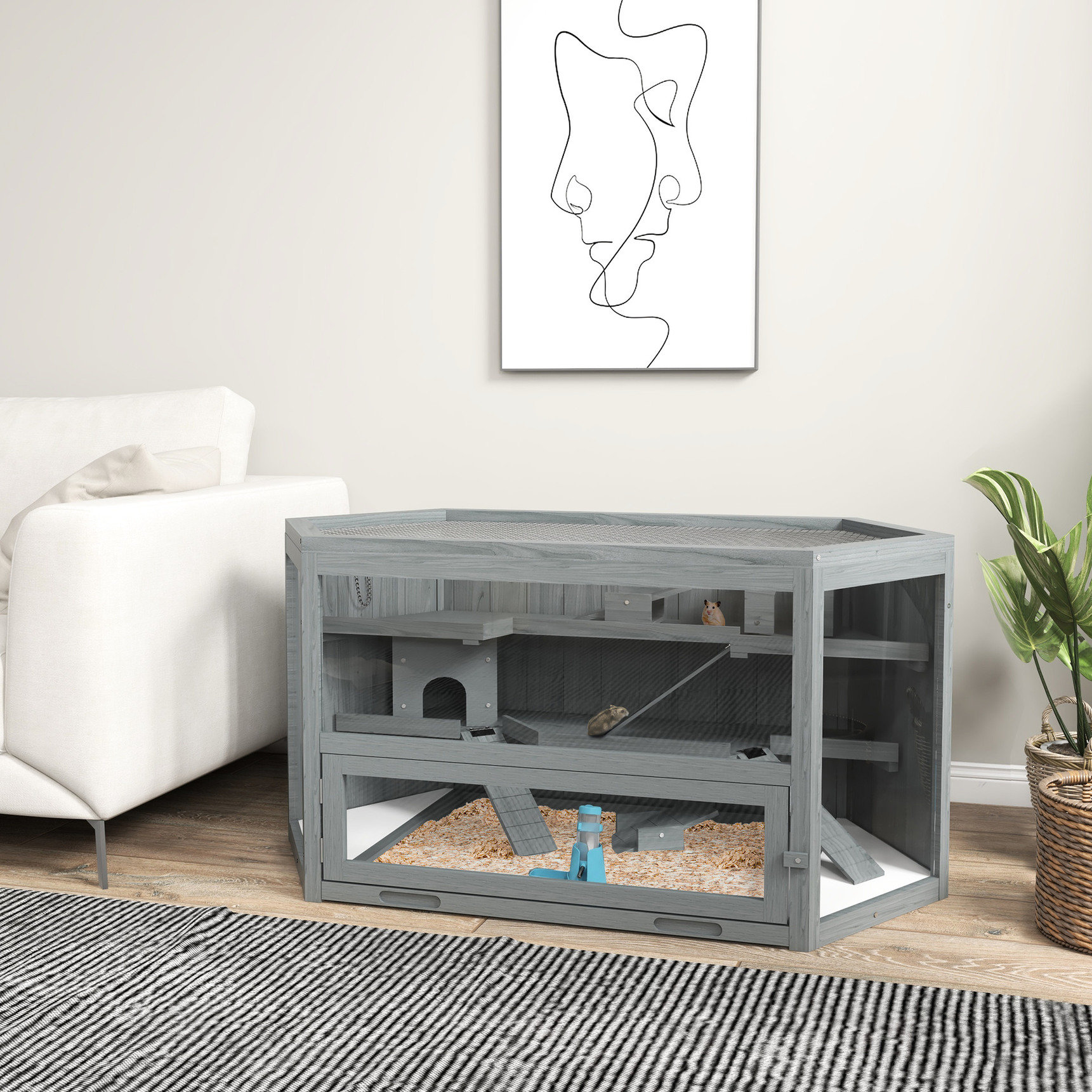 Archie & Oscar™ Grande cage à hamster en bois à 3 niveaux - avec ...