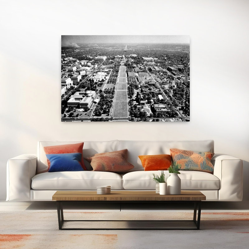 1950s VIEW OF THE NATIONAL MALL LOOKING EAST TOWARDS THE CAPITOL BUILDING FROM TOP OF THE WASHINGTON MONUMENT WASHINGTON DC USA 1 Piece Wrapped Canvas Wall Art